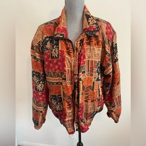 Fuda International Vintage 100% Silk Floral Jacket